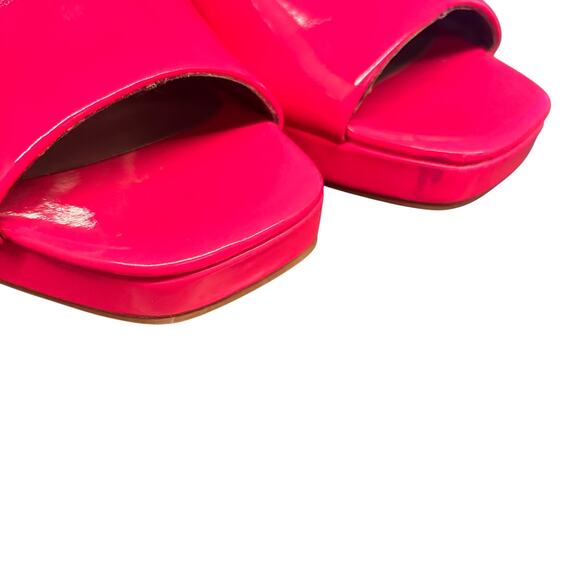 Barbiecore Hot Pink Block Heel Slides Sandals Sz 10 Open Toe Worthington Lapaz - Picture 6 of 10